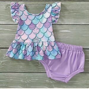Mermaid Scales Kids One Piece - Purple and Blue